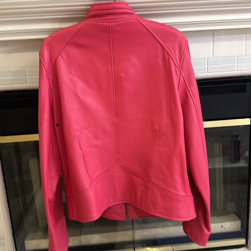 Pink Leather Jacket Dana Buchanan Rosy Pink Vintage Size Large - Picture 2 of 16